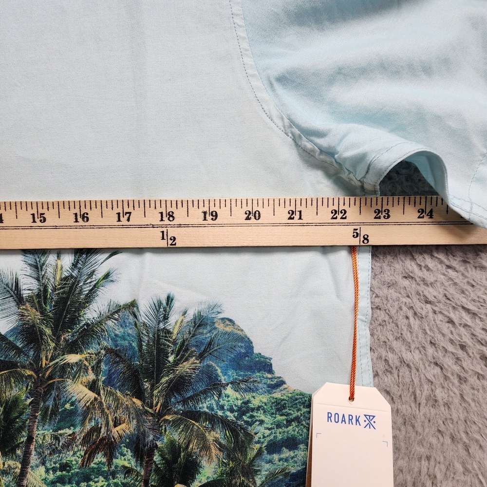 Roark Gonzo Palms Camp Collar Shirt Men Large Hinano Otemanu Vacation Travel NEW - Picture 13 of 14